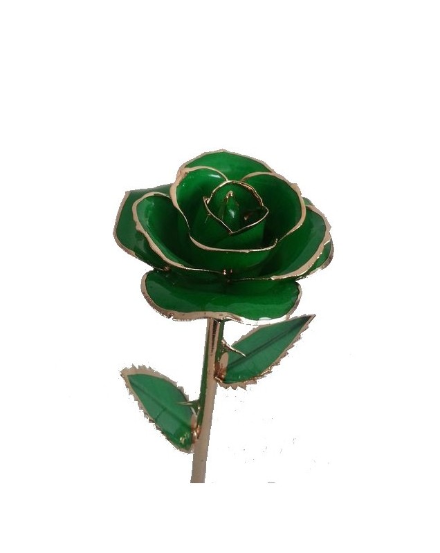 Belle Rose Rose Avec Feuillage Vert Avec Coffret Cadeau Doré Sur